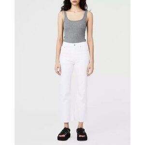 NWT Rag & Bone Nina High-Rise Ankle Flare Womens White Jeans Size 26 Raw Hem